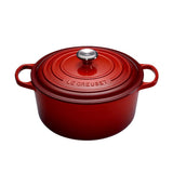 Le Creuset Signature Cast Iron Round French Oven 26cm 5.3 Litre Cerise in Red - Image 01