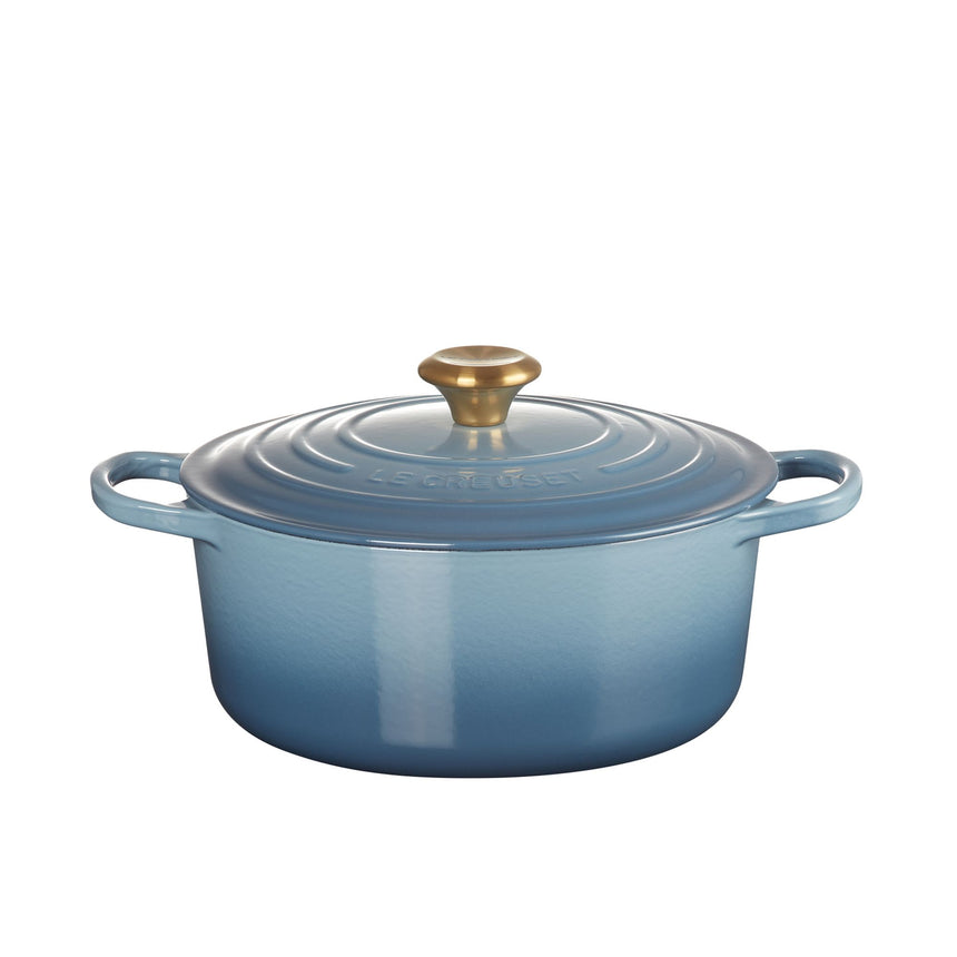 Le Creuset Signature Cast Iron Round Casserole 26cm - 5.3L Chambray - Image 02