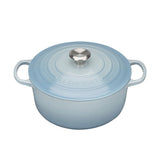 Le Creuset Signature Cast Iron Round French Oven 26cm 5.3 Litre Coastal in Blue - Image 01