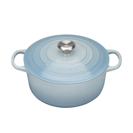 Le Creuset Signature Cast Iron Round French Oven 26cm 5.3 Litre Coastal in Blue - Image 01