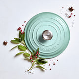 Le Creuset Signature Cast Iron Round Casserole 26cm - 5.3L Sage - Image 06