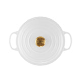 Le Creuset Signature Cast Iron Round Casserole 26cm - 5.3L White with Gold Knob - Image 04