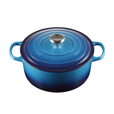 Le Creuset Signature Cast Iron Round Casserole 28cm Azure in Blue - Image 01