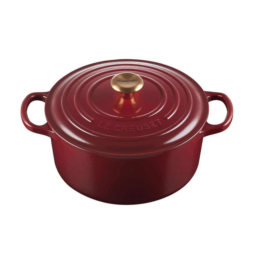 Le Creuset Signature Cast Iron Round Casserole 28cm - 6.7L Rhone with Gold Knob - Image 01