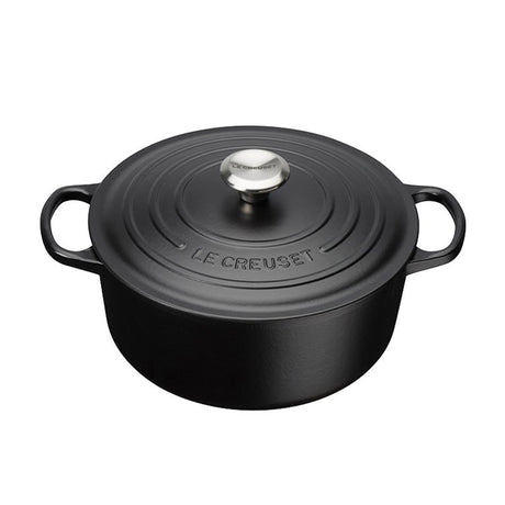 Le Creuset Signature Cast Iron Round Casserole 28cm - 6.7L Satin Black - Image 01