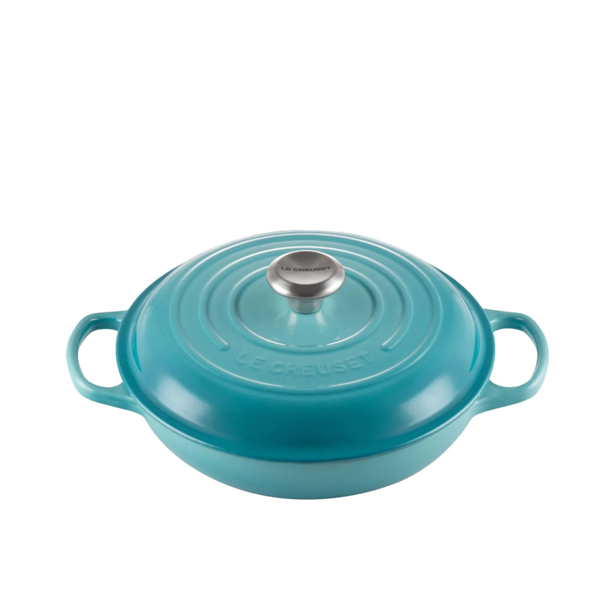 Le Creuset Signature Cast Iron Shallow Casserole 26cm - 2.2 Litre Caribbean in Blue - Image 01