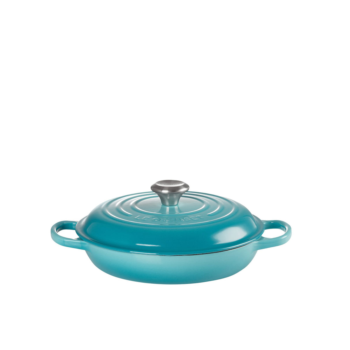 Le Creuset Signature Cast Iron Shallow Casserole 26cm - 2.2 Litre Caribbean in Blue - Image 02