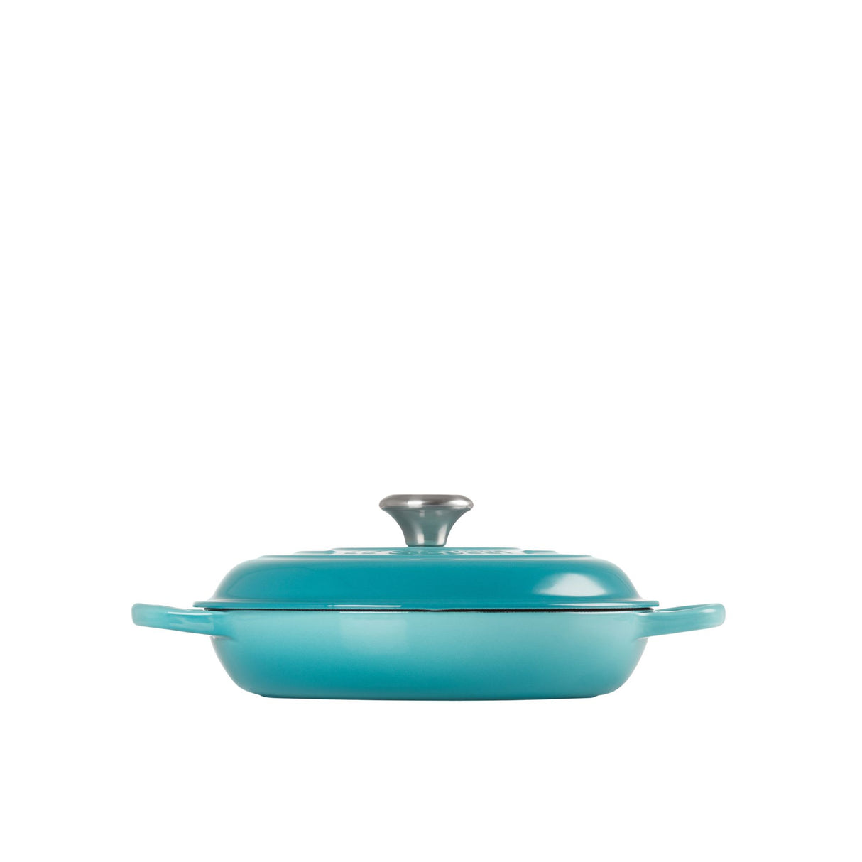 Le Creuset Signature Cast Iron Shallow Casserole 26cm - 2.2 Litre Caribbean in Blue - Image 03