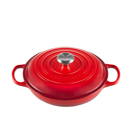 Le Creuset Signature Cast Iron Shallow Casserole 26cm - 2.2L Cerise - Image 01