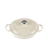 Le Creuset Signature Cast Iron Shallow Casserole Stainless Steel Knob 26cm Meringue - Image 03