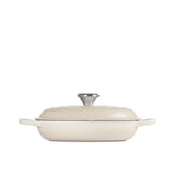 Le Creuset Signature Cast Iron Shallow Casserole Stainless Steel Knob 26cm Meringue - Image 06