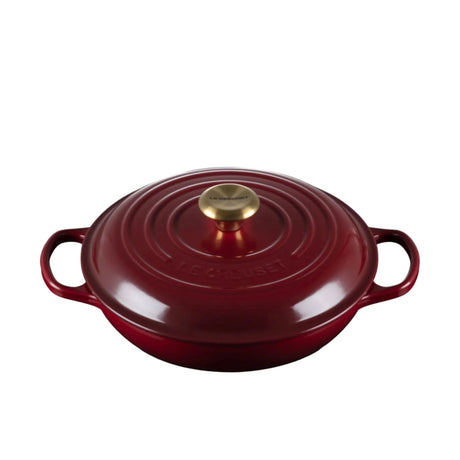 Le Creuset Signature Cast Iron Shallow Casserole 26cm - 2.2 Litre Rhone with Gold Knob - Image 01