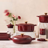 Le Creuset Signature Cast Iron Shallow Casserole 26cm - 2.2 Litre Rhone with Gold Knob - Image 03