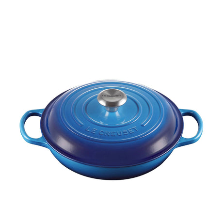 Le Creuset Signature Cast Iron Shallow Casserole 26cm Azure in Blue - Image 01