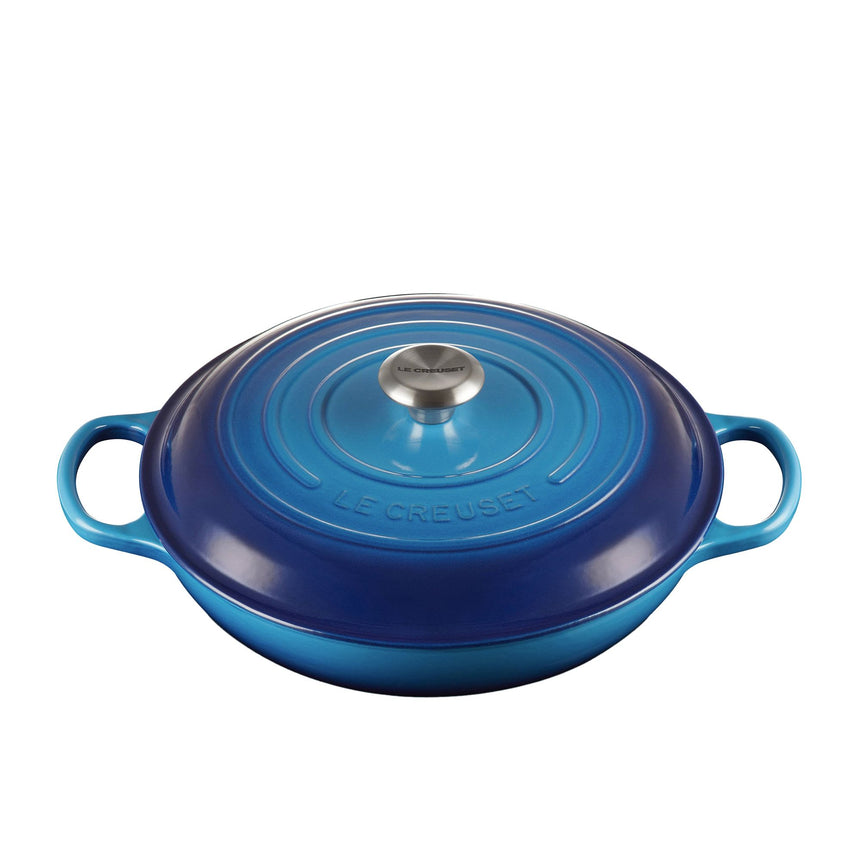 Le Creuset Signature Cast Iron Shallow Casserole 30cm Azure in Blue - Image 01