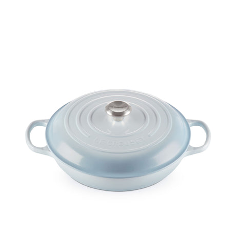 Le Creuset Signature Cast Iron Shallow Casserole Stainless Steel Knob 30cm Coastal in Blue - Image 01