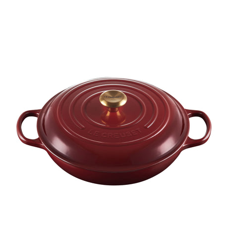 Le Creuset Signature Cast Iron Shallow Casserole 30cm - 3.5 Litre Rhone with Gold Knob - Image 01