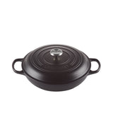 Le Creuset Signature Cast Iron Shallow Casserole Stainless Steel Knob 30cm Satin in Black - Image 01