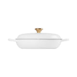 Le Creuset Signature Cast Iron Shallow Casserole 30cm - 3.5L White w/ Gold Knob - Image 03