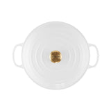 Le Creuset Signature Cast Iron Shallow Casserole 30cm - 3.5L White w/ Gold Knob - Image 04