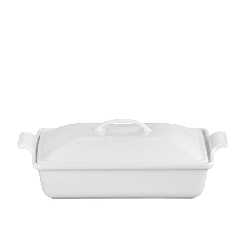 Le Creuset Stoneware Heritage Covered Rectangular Dish 33x23cm in White - Image 01