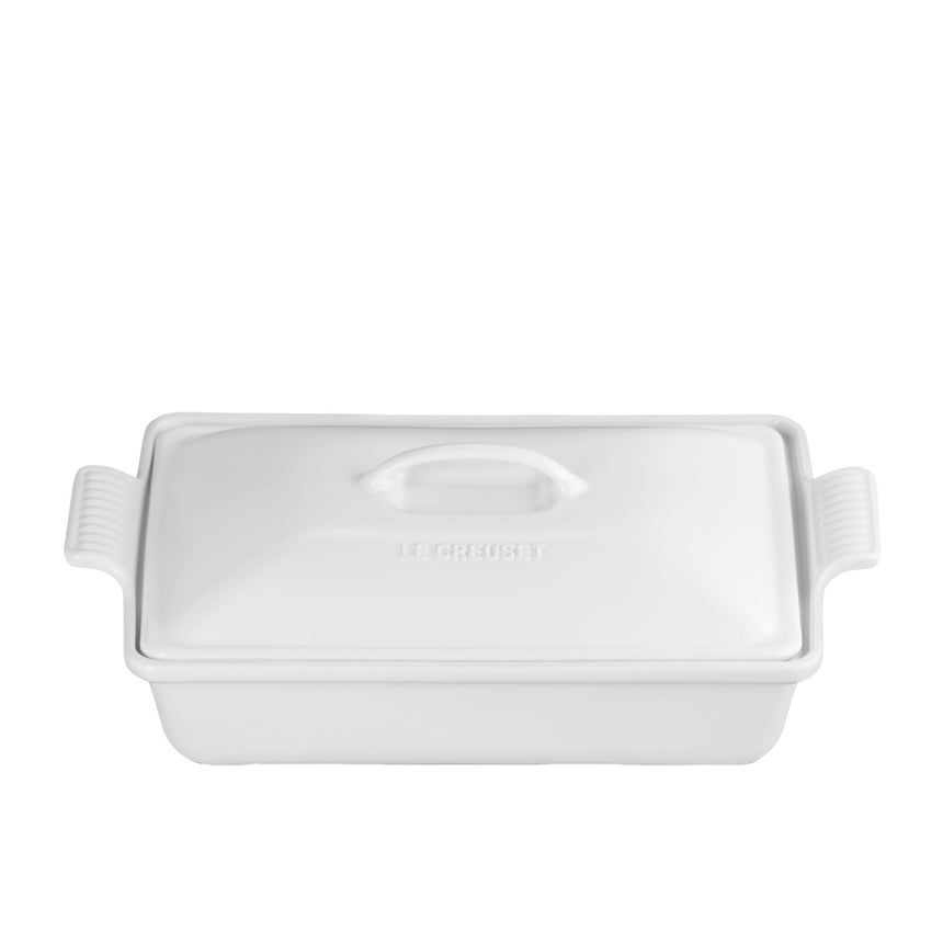 Le Creuset Stoneware Heritage Covered Rectangular Dish 33x23cm in White - Image 02