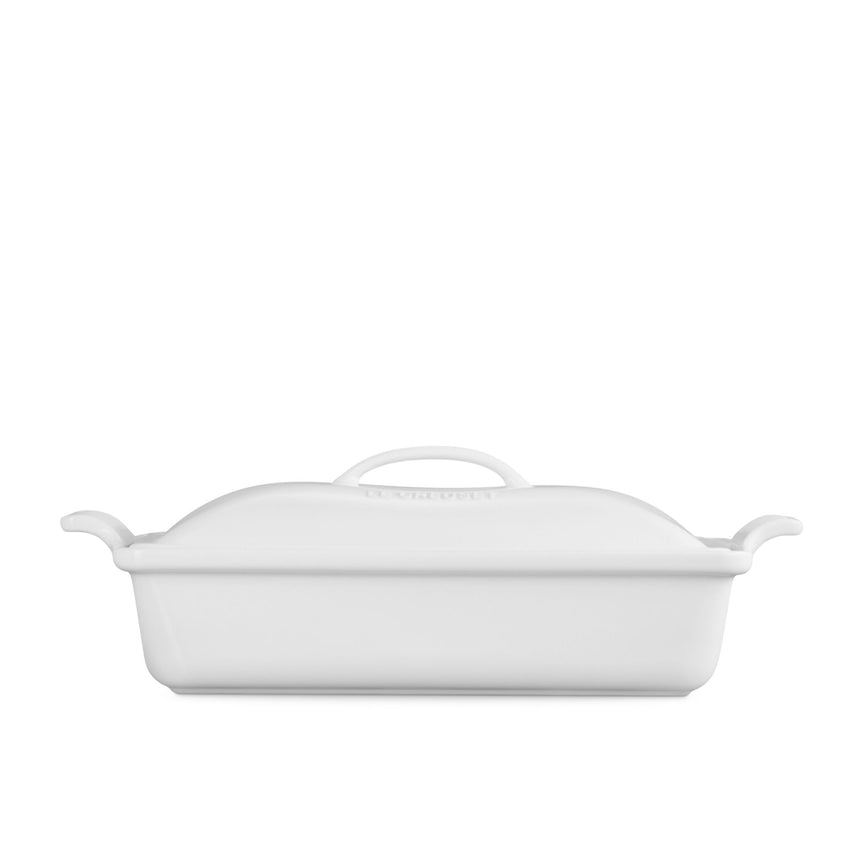 Le Creuset Stoneware Heritage Covered Rectangular Dish 33x23cm in White - Image 03