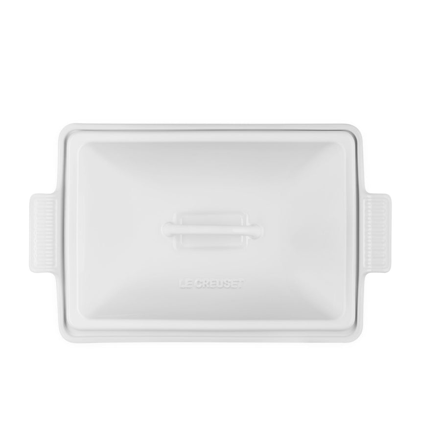 Le Creuset Stoneware Heritage Covered Rectangular Dish 33x23cm in White - Image 04