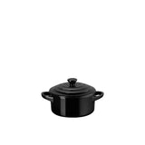 Le Creuset Stoneware Mini Round Casserole 9cm Satin in Black - Image 01