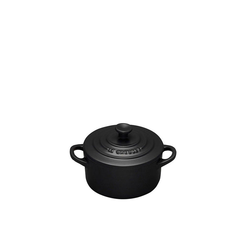 Le Creuset Stoneware Mini Round Casserole 9cm Satin in Black - Image 02