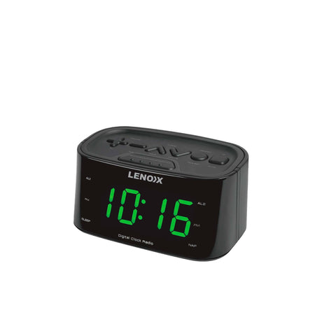 Lenoxx FM Radio Dual Alarm Clock with USB Charging Port Black - Image 01