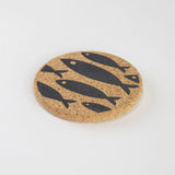 Liga Cork Coaster Set of 4 Fish Grey - Image 02