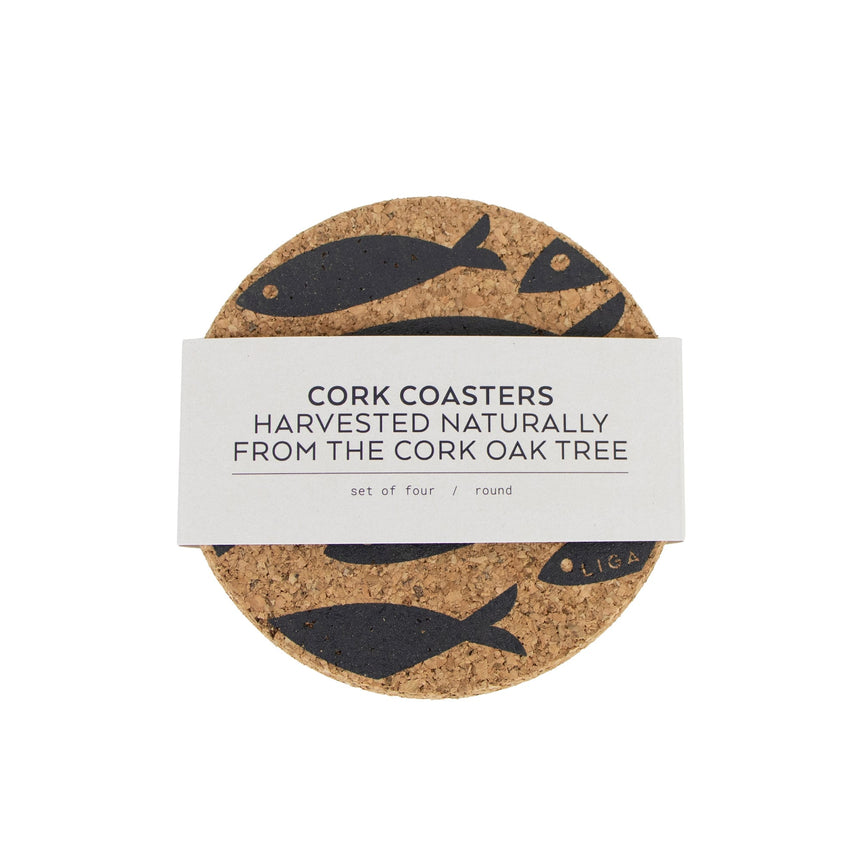 Liga Cork Coaster Set of 4 Fish Grey - Image 06