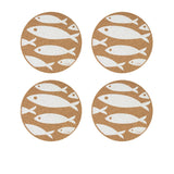 Liga Cork Coaster Set of 4 Fish White - Image 01