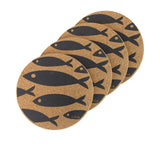 Liga Round Cork Placemat Set of 4 Fish Grey - Image 01