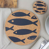 Liga Round Cork Placemat Set of 4 Fish Grey - Image 02