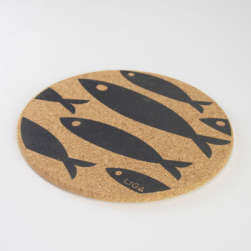 Liga Round Cork Placemat Set of 4 Fish Grey - Image 06