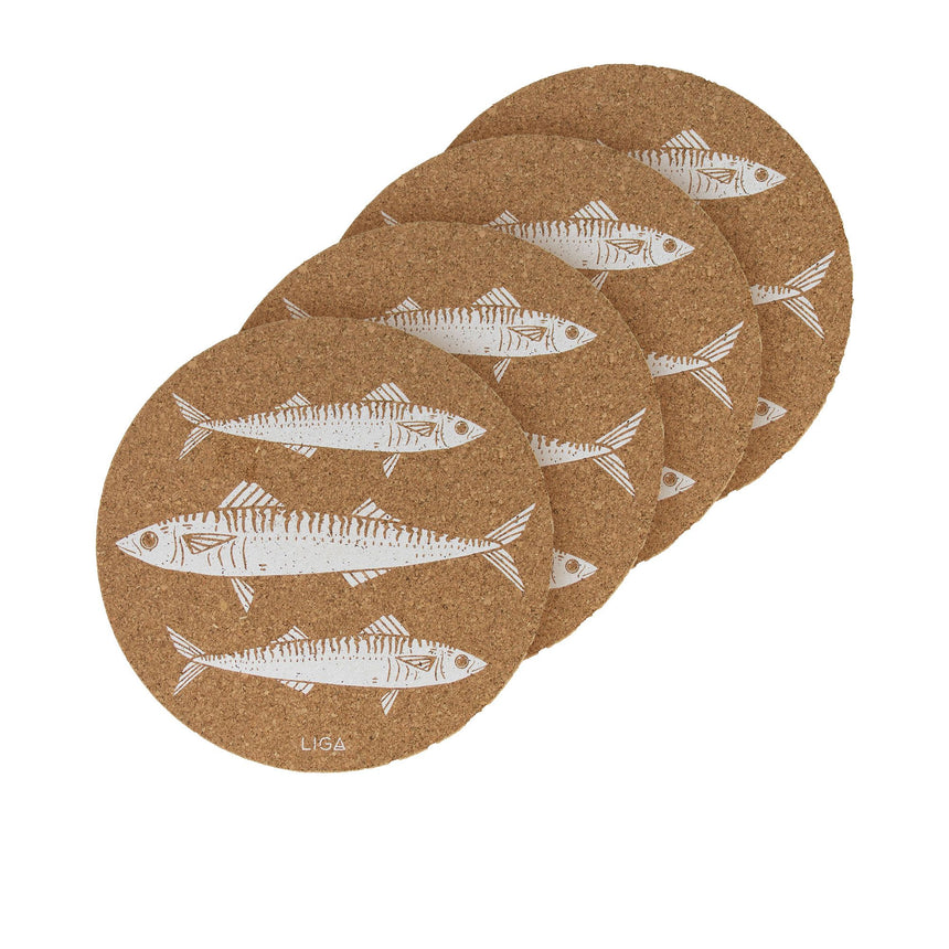 Liga Round Cork Placemat Set of 4 Mackerel - Image 01