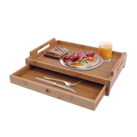 Living Today Bamboo Serving Tray With Drawer 43x31cm - Image 01