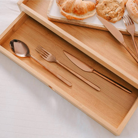 Living Today Bamboo Serving Tray With Drawer 43x31cm - Image 02