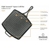 Lodge in Blacklock Triple Seasoned Cast Iron Square Grill Pan 30cm - Image 06