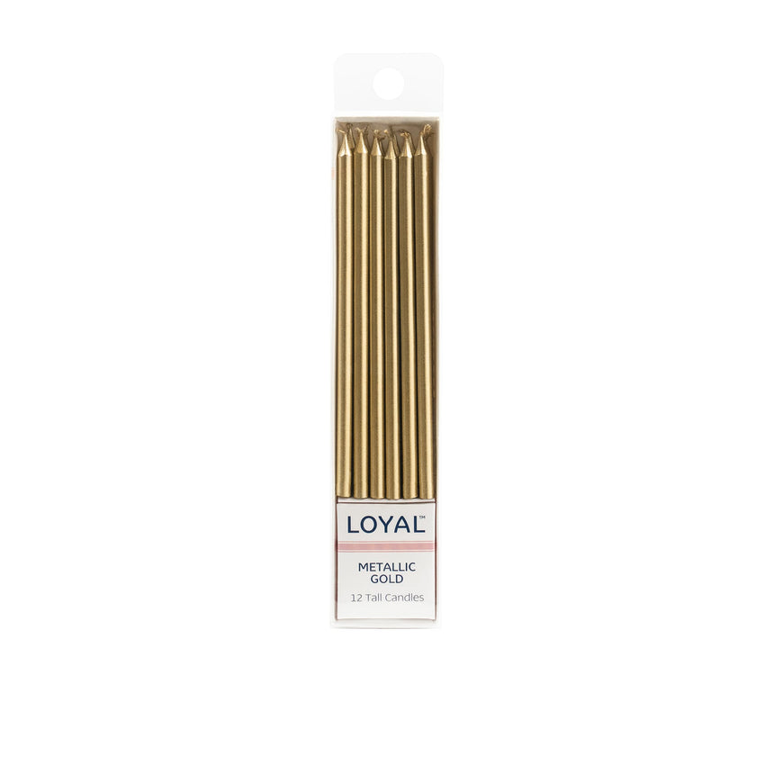 Loyal Tall Candle 12pc Metallic Gold - Image 01