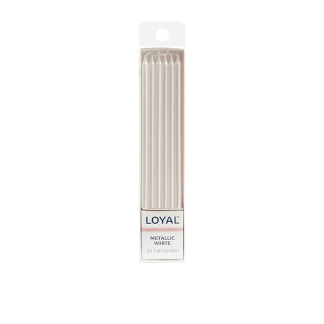 Loyal Tall Candle 12pc Metallic White - Image 01