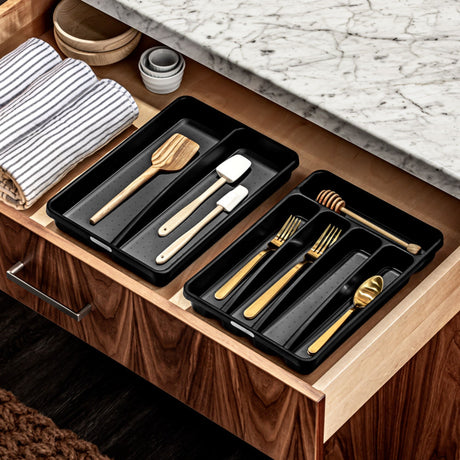 MadeSmart Mini 5 Compartment Cutlery Tray Carbon - Image 02