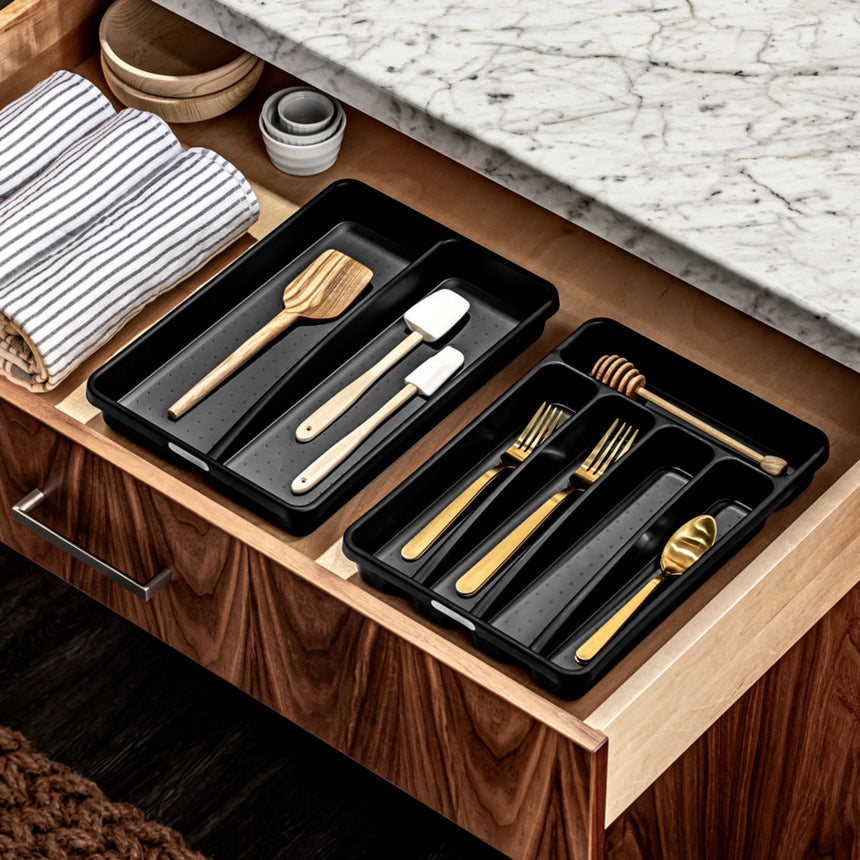 MadeSmart Mini 5 Compartment Cutlery Tray Carbon - Image 02