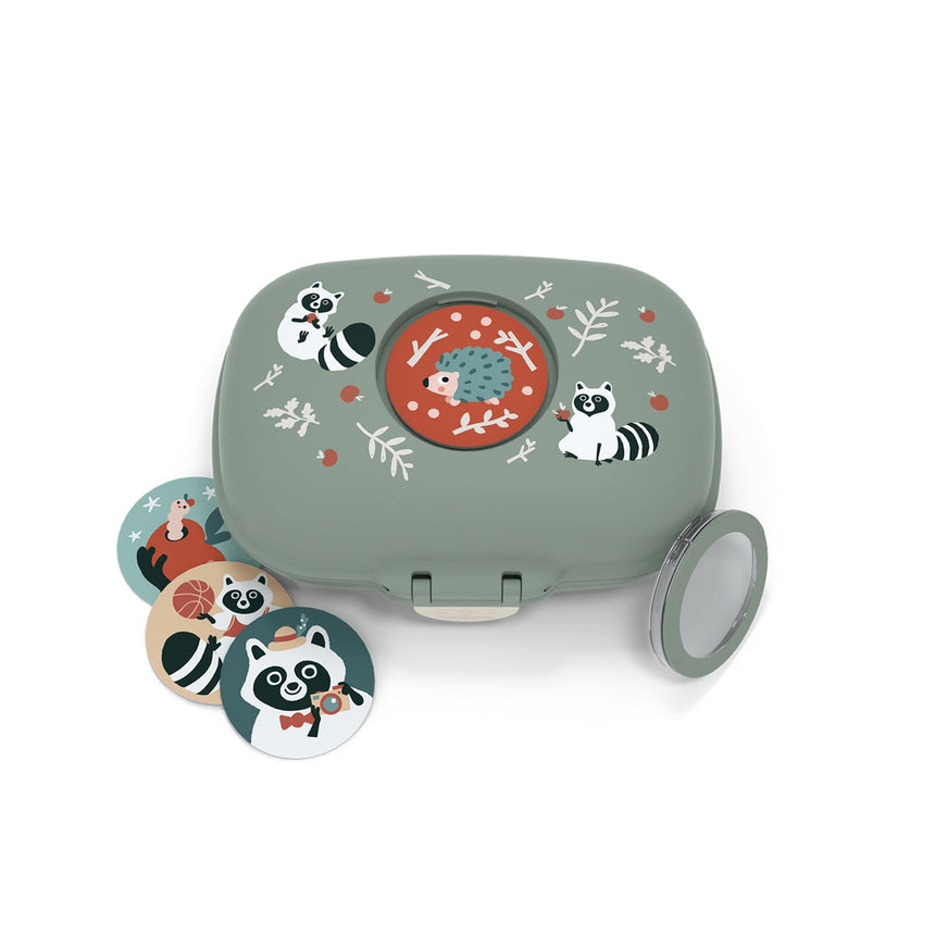 Monbento Gram Graphic Snack Box 600ml Green Raccoon - Image 03