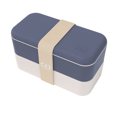 Monbento MB Original Two Tiered Bento Lunch Box 1L Natural Blue - Image 01