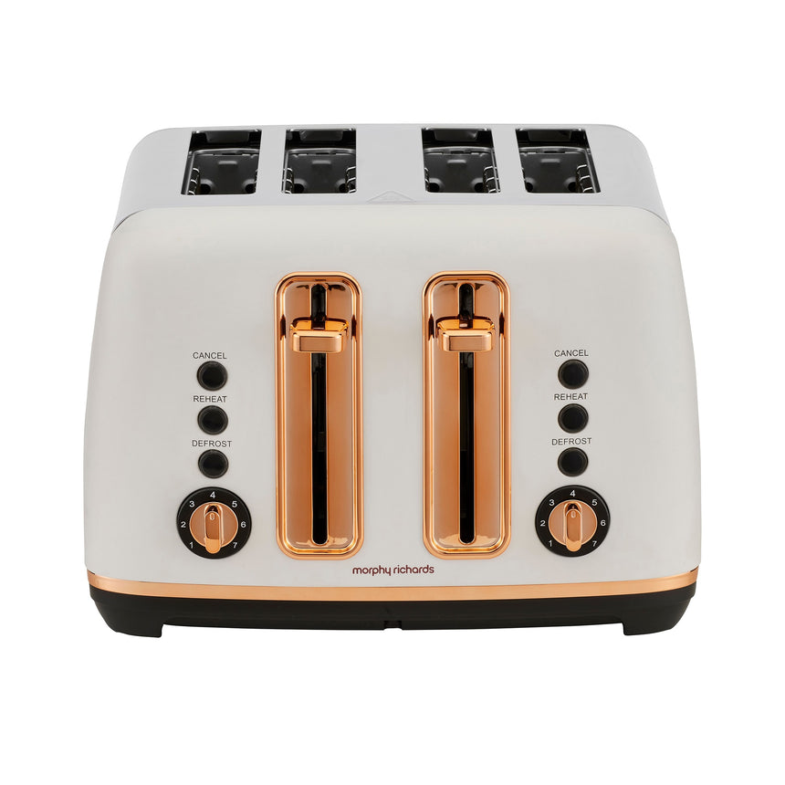 Morphy Richards Ascend Rose Gold 4 Slice Toaster Matte in White - Image 01