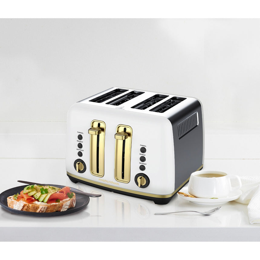 Morphy Richards Ascend Soft Gold 4 Slice Toaster in White - Image 02