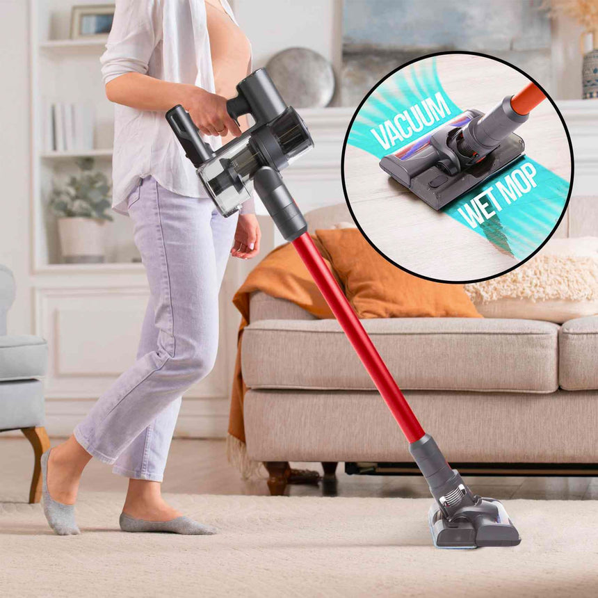 MyGenie H20 Pro Wet Mop 2 in 1 Cordless Stick Vacuum Cleaner Red - Image 03